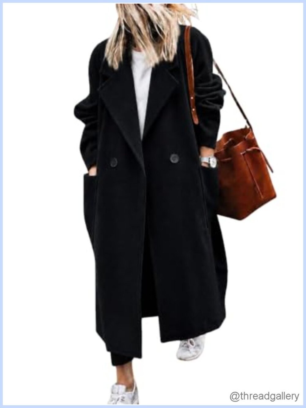 Womens Long Wool Blend Trench Coat Notch Lapel Peacoat Fall Winter